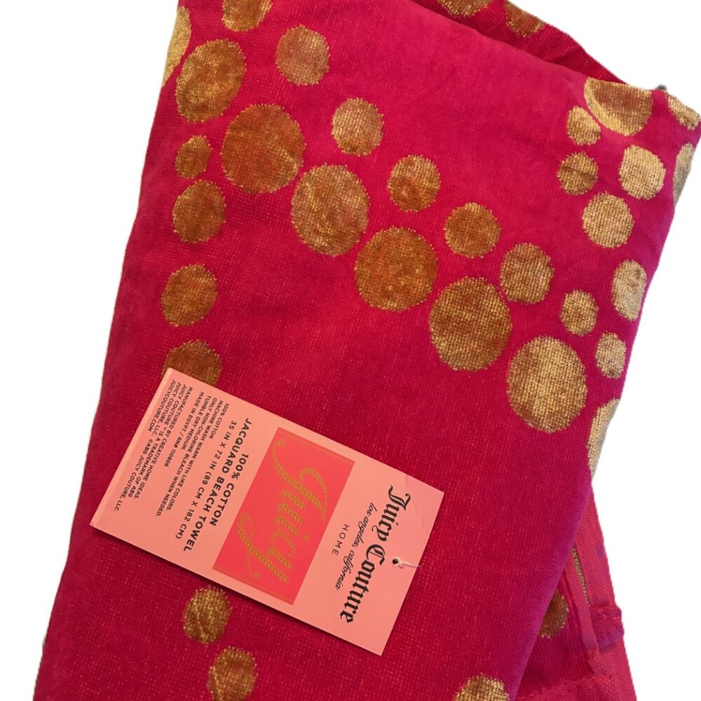 Juicy Couture Beach Towel Reversible 100% Jacquard Cotton 35x72 Blanket Bath NWT